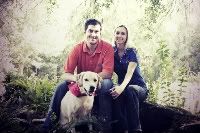 Rachel and her husband and their dog.