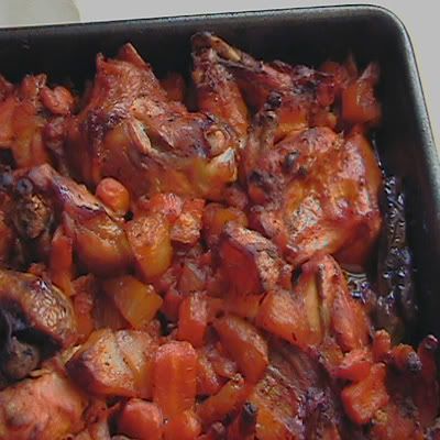 pollo con vegetales al horno