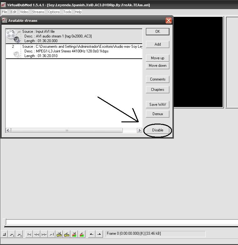 Cambiar audio en una película de ac3 a mp3 Cambiar audio en una película de ac3 a mp3