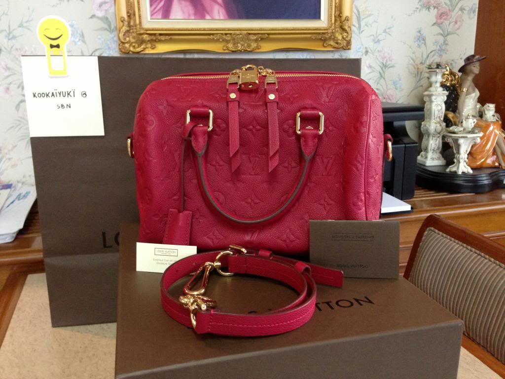 กระเป๋า Louis vuitton !!! New Speedy Empreinte 25 สีชมพูแดงราสเบอรี่ Jaipur// Very new Alma Epi ...