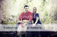Rachel and her husband and their dog.