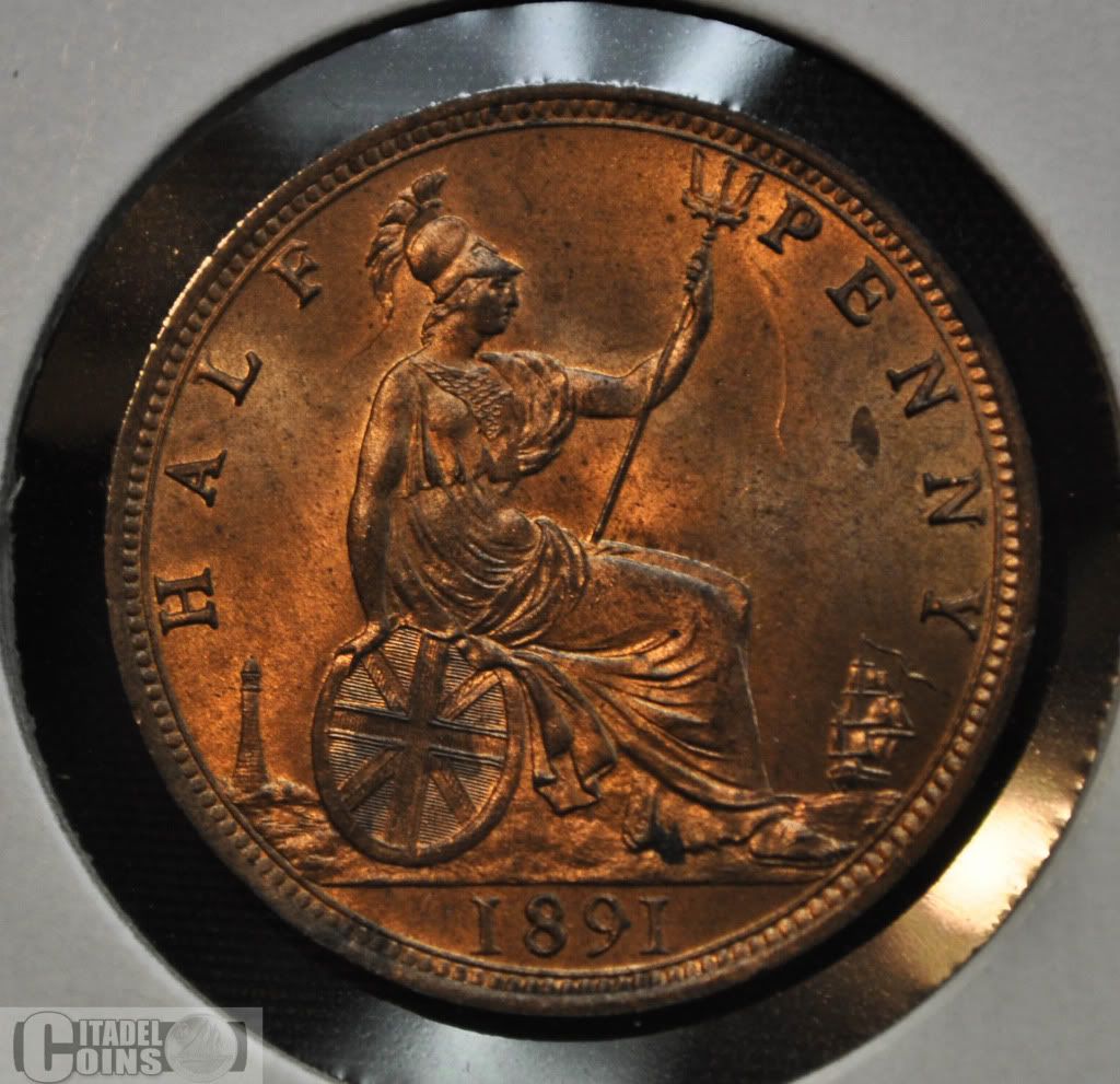 1891 Great Britain Halfpenny MS 64 red  