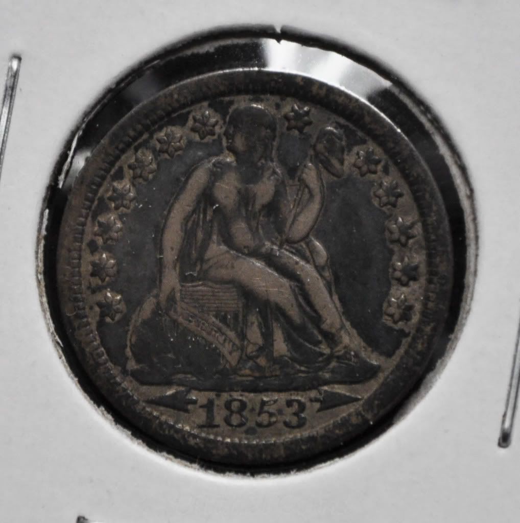 1853 USA One Dime (With Arrows) VF 20  