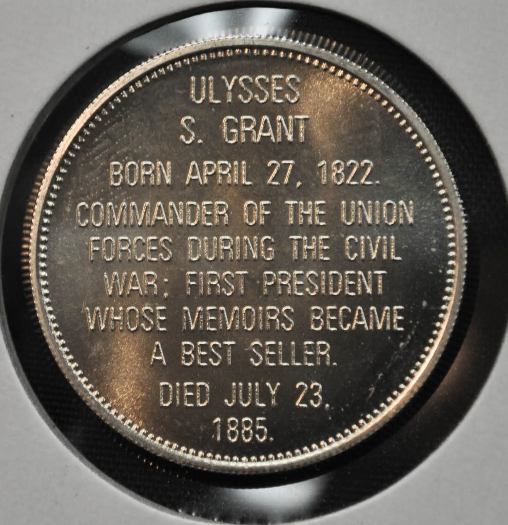 Ulysses S. Grant Sterling Silver Medal 7.5 grams  